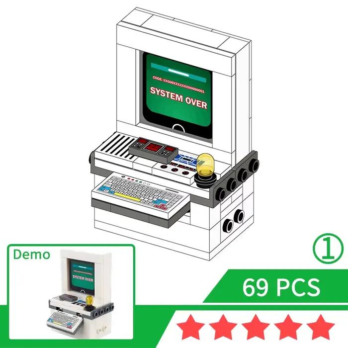 Modèle de terminal informatique à assembler en blocs MOC, figurines, scènes de jeu, équipement, cons