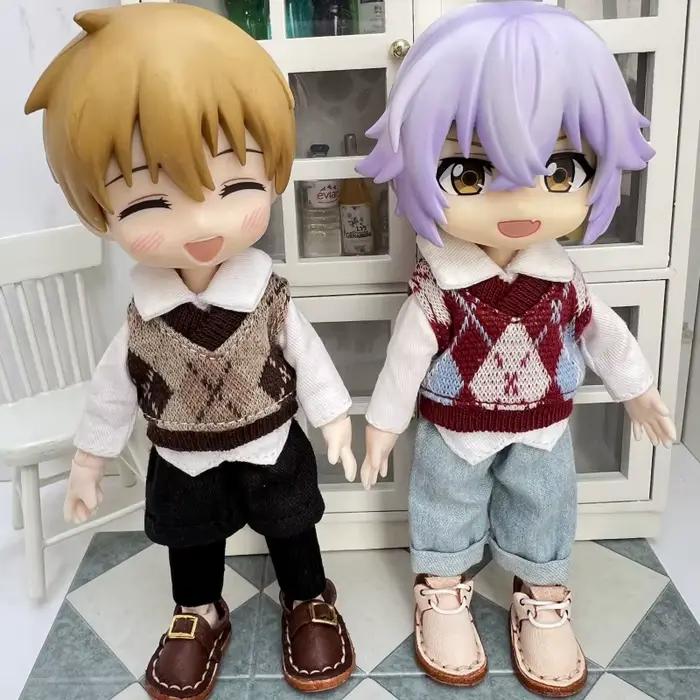 Vêtements de poupée Ob11, pull avec Cardigan à motif écossais, veste, gilet, chemise pour Gsc, Ymy B
