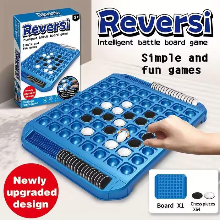 Othello Reversi Flip Jeu d'échecs – Jeu de société de stratégie portable avec rangement de pièces, j