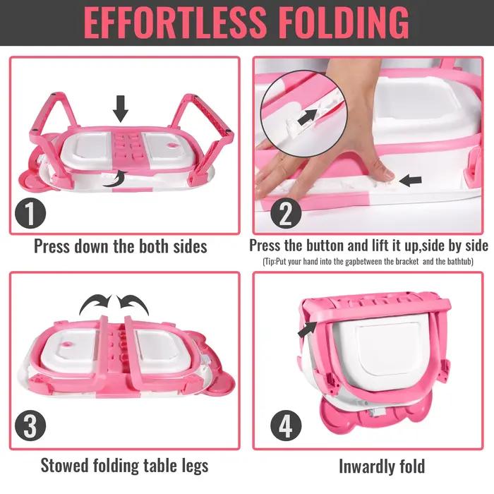 Baignoire pliable pour bébé, utilisable en position assise et allongée, design étendu et élargi, ant