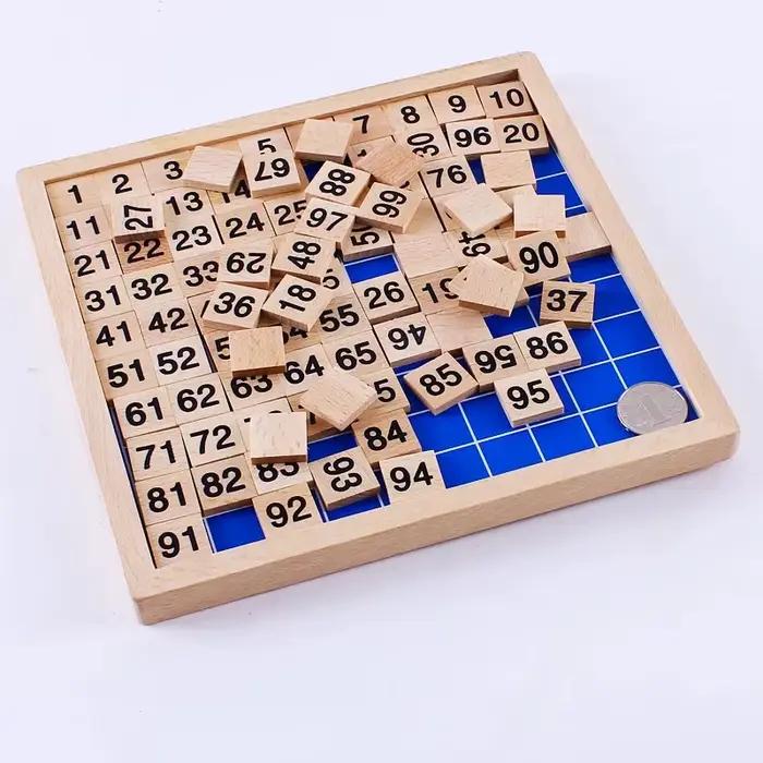 Aide pédagogique de mathématiques pour la maternelle, cent planches en bois, séquence de chiffres 1 