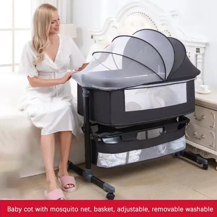 Moustiquaire multifonctionnelle pour berceau de bébé, grand sac de rangement, lit réglable en hauteu