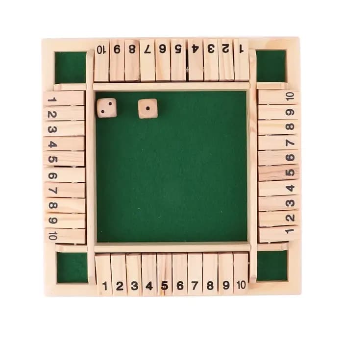 Jeu de société de dés arithmétiques en bois – Boîte à cartes rabattable avec carrelage à 4 faces, je
