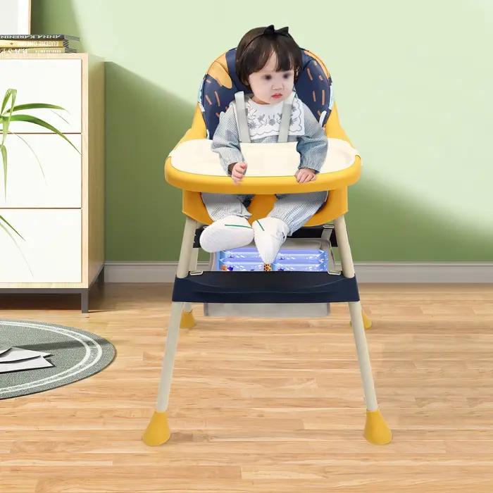 Chaise haute BYMAOCAR 4-en-1, chaise haute pliable pour enfants, siège bébé portable avec repose-pie