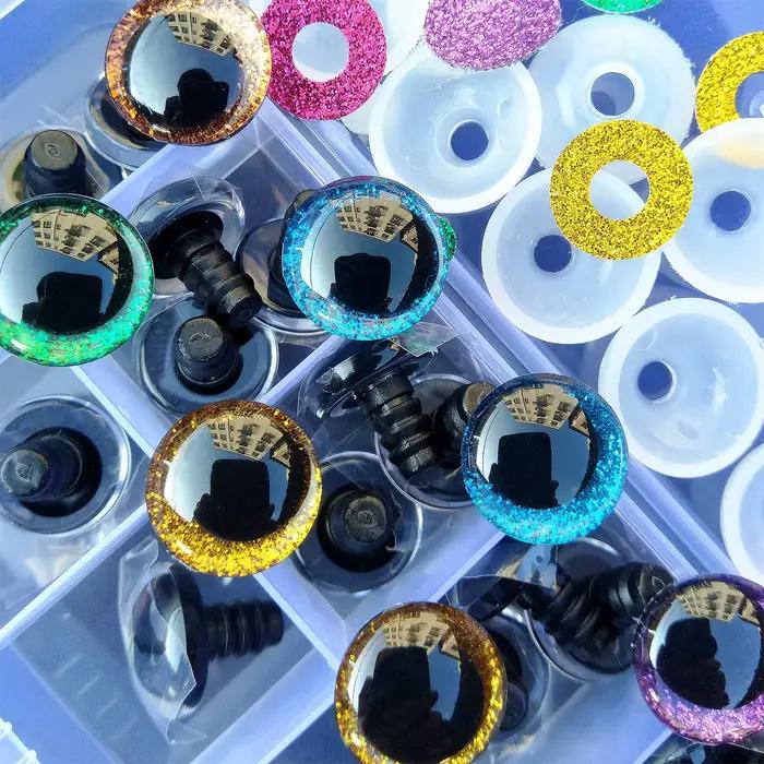 Yeux de sécurité à paillettes 3D pour élèves tordues, 30 pièces/boîte, pour jouets au Crochet, brico