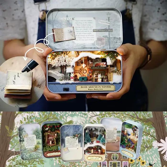 Boîte de théâtre, maisons de poupée en bois, maison Miniature, thème nostalgique, meubles, accessoir