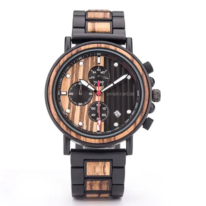 DODO DEER DODO DEER Montre en bois pour hommes Montre à mouvement à quartz en bois écologique, synch