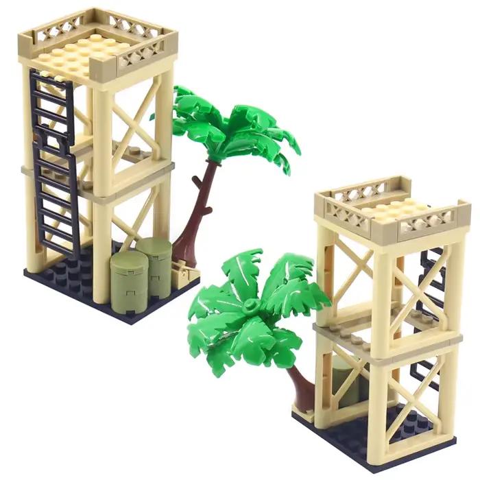 MOC – blocs de construction de ville militaire, tour de recherche, arbre, scène de guerre, modèle cl