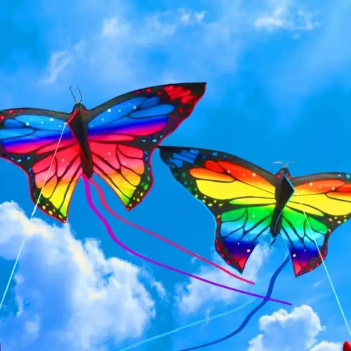 Cerf-volant papillon coloré pour enfants, beau volant de 1.45m, facile à voler, jouet volant à rebon
