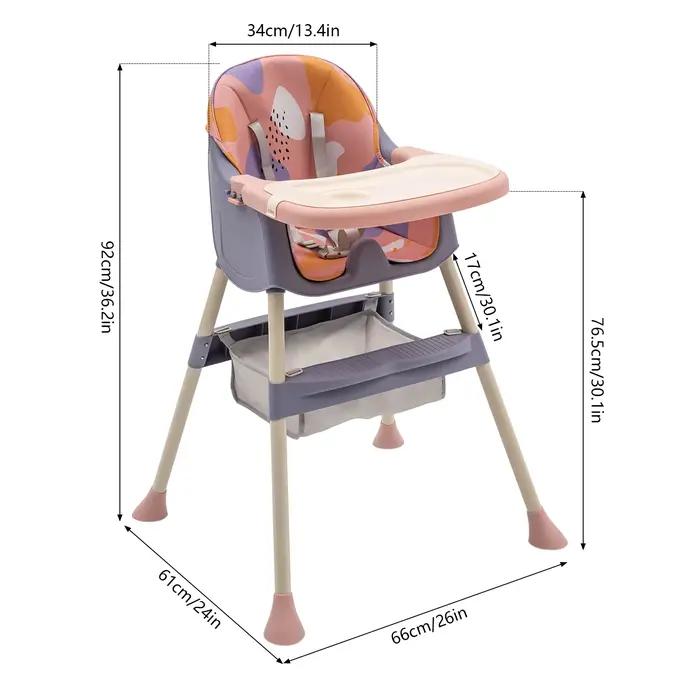 Chaise haute BYMAOCAR 4-en-1, chaise haute pliable pour enfants, siège bébé portable avec repose-pie