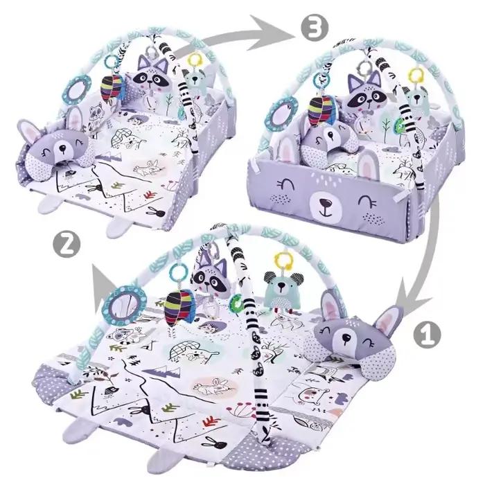 Tapis de jeu pour bébé 4 en 1 avec jouets détachables pour le développement du bébé, gymnase éducati