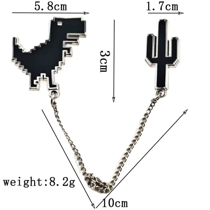 Broches en émail Pixel T-Rex Dinosaure Cactus avec chaîne, broches amusantes en chrome sur le thème 