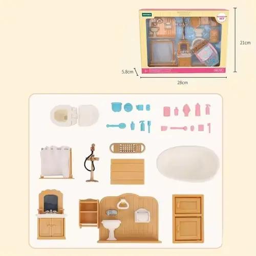 Maison de course l'inventaire avec boîte-cadeau, ensemble de meubles de maison de poupée, cuisine et