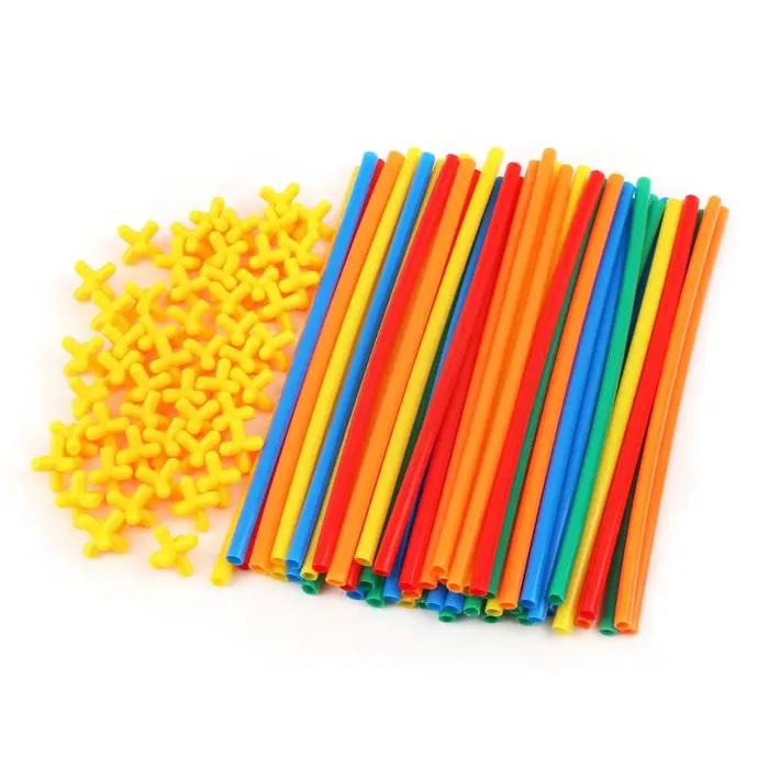 Jouets de construction de paille en plastique, 300 pièces, Puzzle interactif éducatif d'ingénierie, 