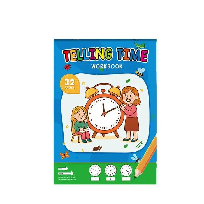Livre interactif de 32 pages pour apprendre l'heure, jeu éducatif sur le temps, livre de dessin et d