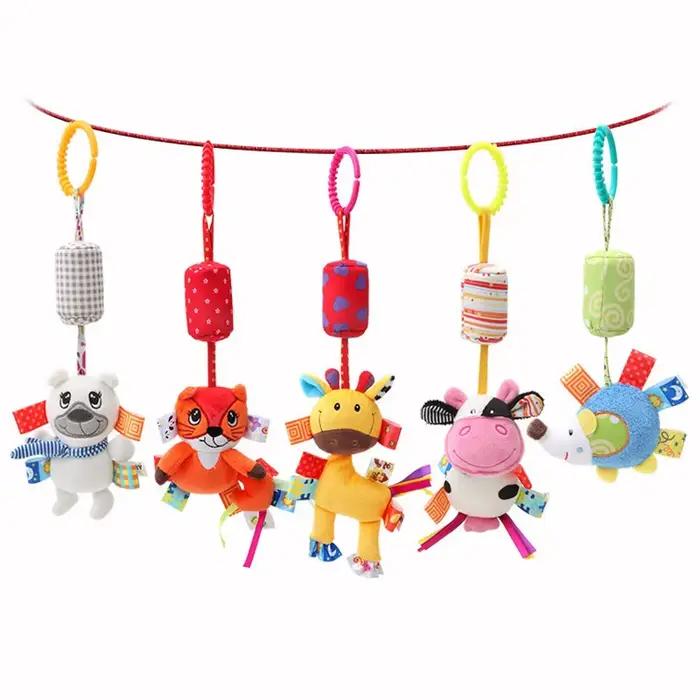 Hochets suspendus sensoriels pour nouveau-né, jouets doux d'apprentissage précoce, poussette en pelu
