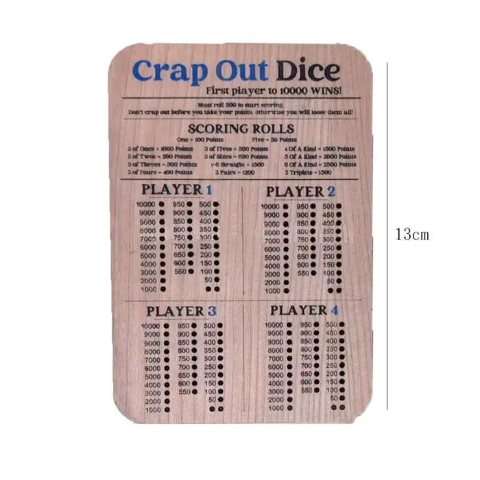 Jeu de société en bois Chap Out Dice Score Board, classique, jeu de famille, rond, drôle, Farkle Dic