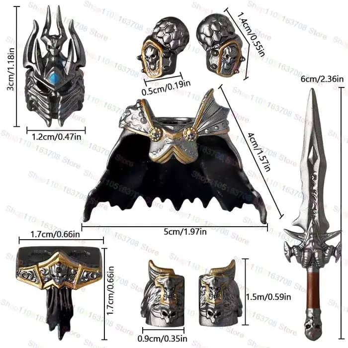 Blocs de construction de chevalier médiéval, dessin animé Lich King, figurines d'action, série de po