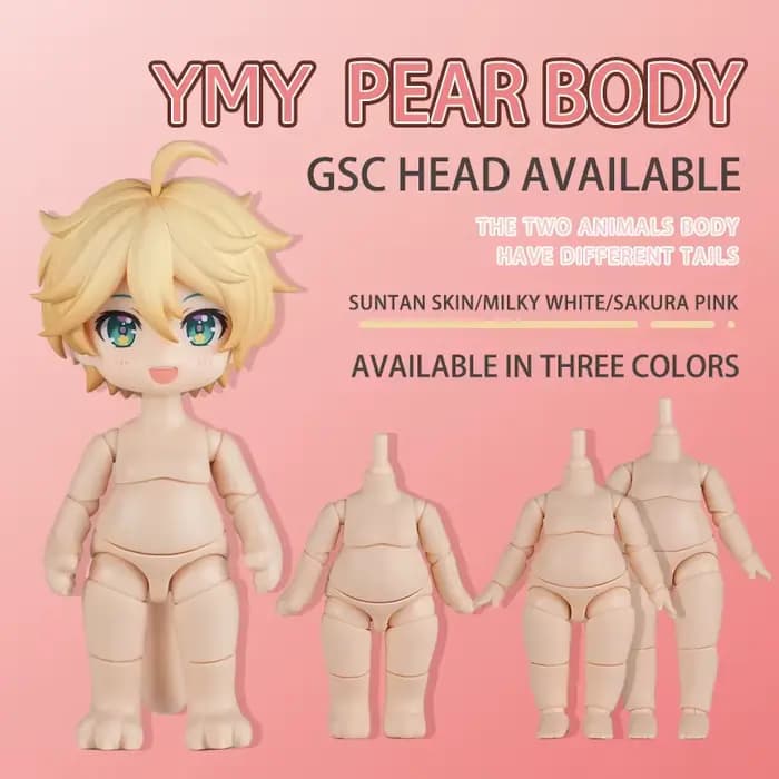 Ymy poupée gros poire animaux corps poire avec queue Ob11 corps Joint pour tête Gsc, 1/12bjd, Obitsu