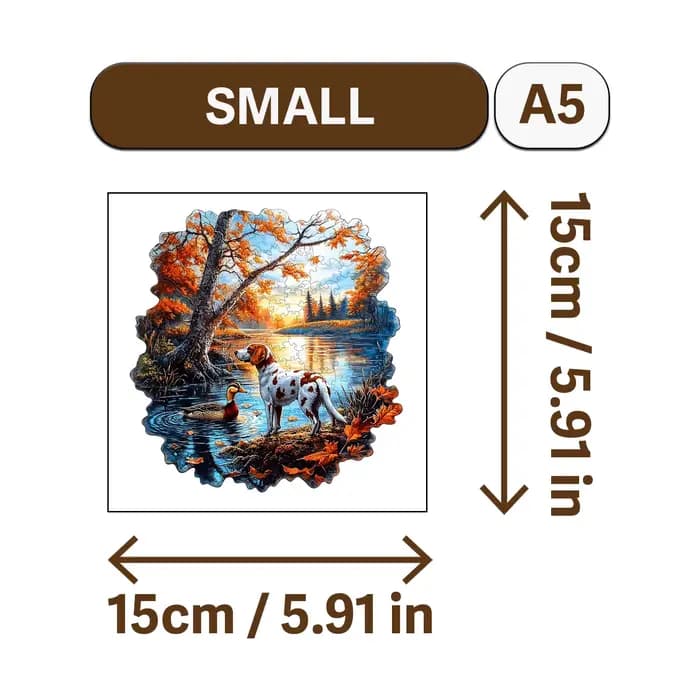 Puzzle en bois sur le thème de l'ours brun et du chien de chasse, peinture décorative en bois, cadea