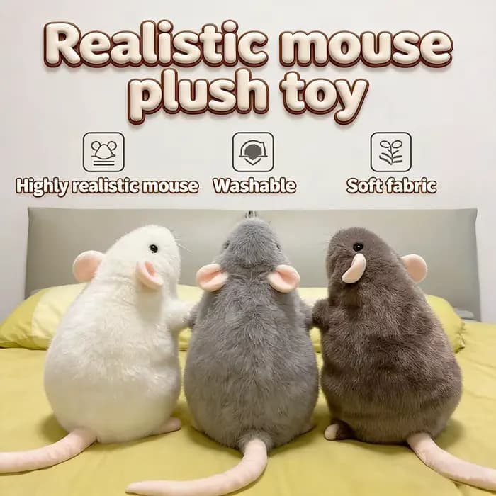 Peluche Souris Mignonne 40/90cm, Poupée Rat sur Branche Florale Géante, Figurine Animale Douce de De