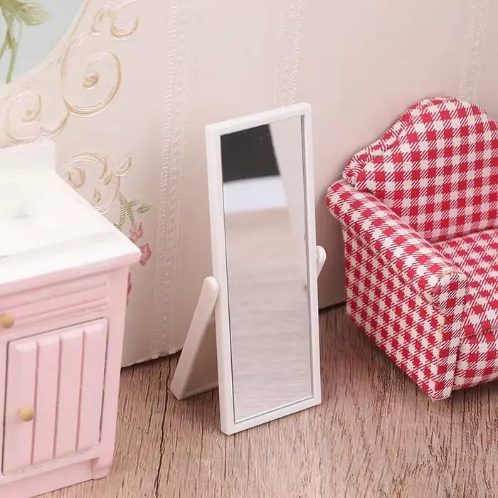 Maison de poupée Miniature 1:12, Simulation de miroir pleine longueur, accessoires de meubles pour d