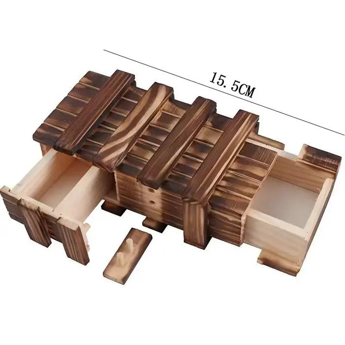 Boîte secrète casse-tête boîtes de puzzle en bois avec compartiments cachés tiroirs magiques cadeau 