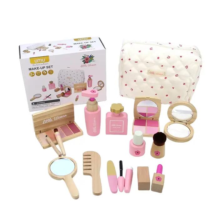 Jouets de maquillage en bois, ensemble de cosmétiques de Simulation, jeu de coiffure pour filles, jo