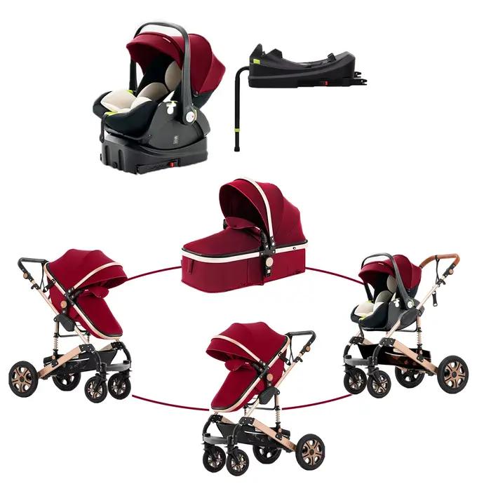 Siège auto combiné pour poussette bébé – Poussette pour bébé avec lit de transport, landau pliable e