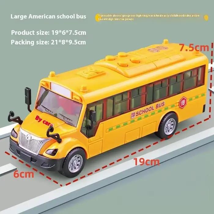 Bus scolaire jouet éducatif à rétrofriction 1:30, bus de campus à inertie avec portes ouvrantes pour