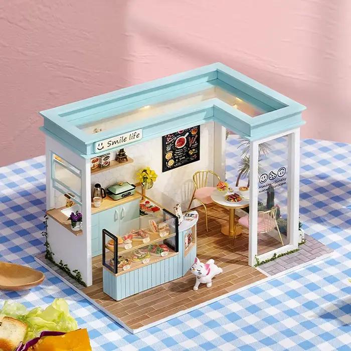 Maison de poupée Miniature en bois, Puzzle 3D fait à la main, Kits de construction, petite maison av