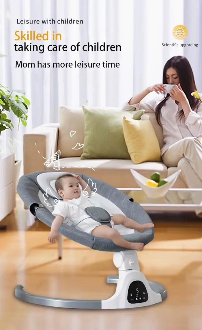 Berceau électrique Bluetooth pour bébé avec moustiquaire, chaise berçante musicale Bluetooth, lit bé