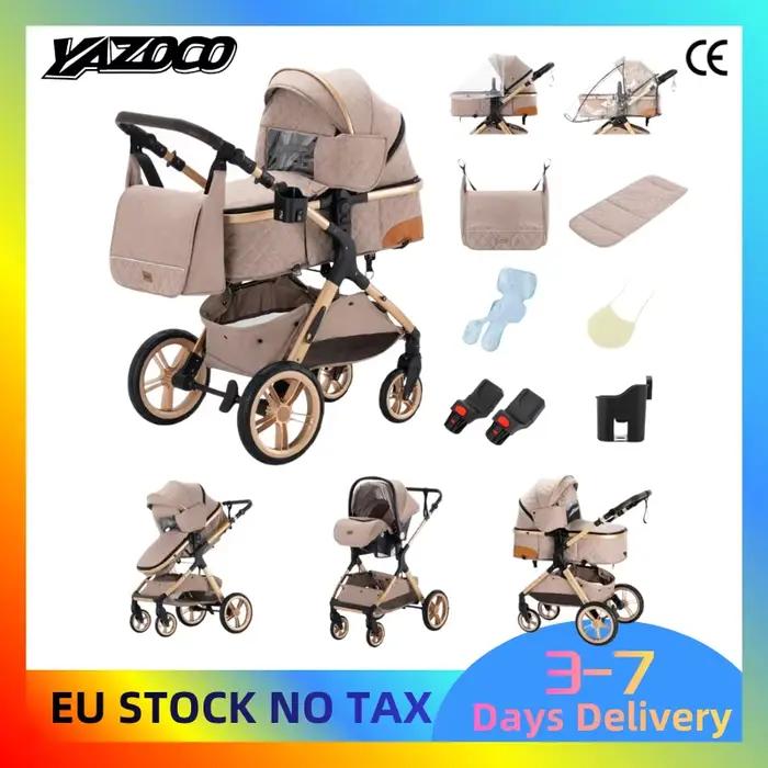 Nouvelle poussette 3 en 1 pour bébé, portable, de voyage, avec siège surélevé, pliable, cadre en alu