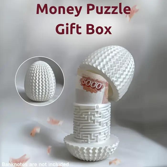 Boîte puzzle labyrinthe d'argent – Cadeau casse-tête avec compartiment caché pour espèces et notes