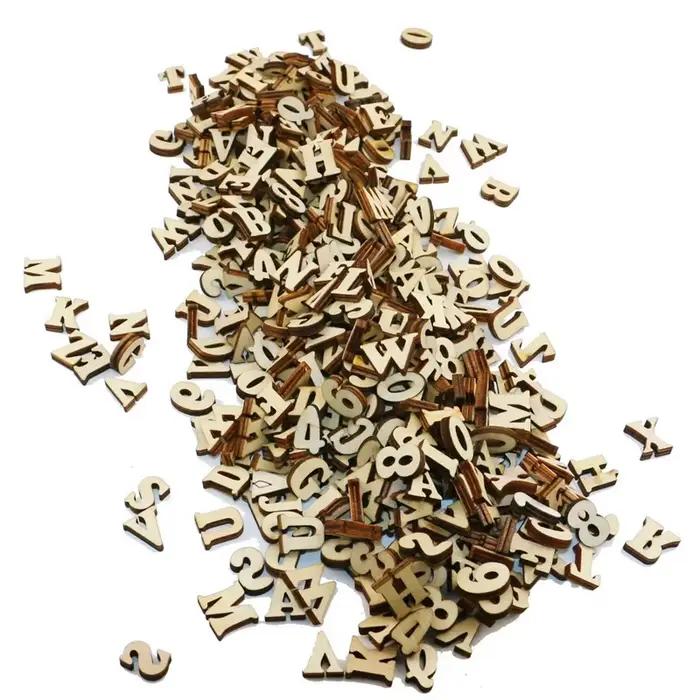 104 pièces lettres de l'alphabet anglais complètes chiffres en bois artisanat décoration de la maiso