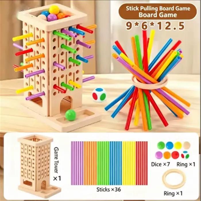 Jeu de tirage de bâtonnets Montessori - Jouet coloré pour développer la motricité fine, jouet éducat