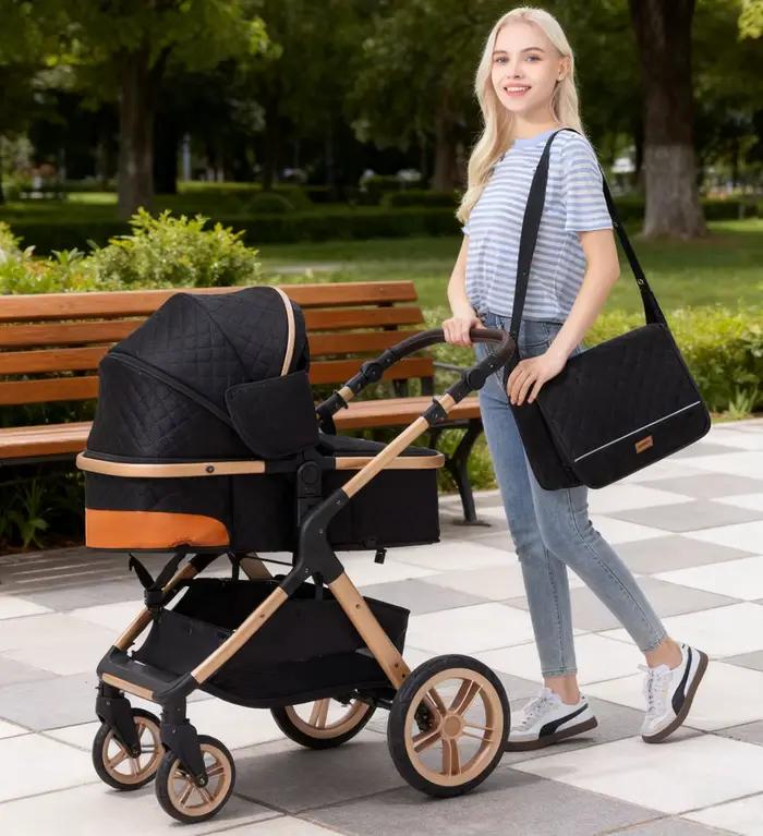 Poussette multifonction 3 en 1 avec siège auto, landau pour bébé, poussette pliable facile, siège co