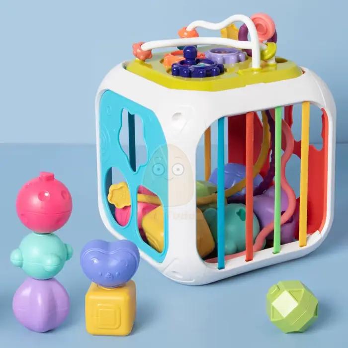 Montessori – cubes d'activités pour bébés, blocs en forme de Cube, triage, jeu de Piano pour emboîte