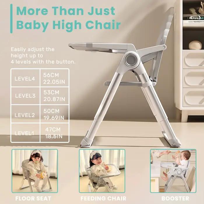 Salle à manger avec siège rehausseur portable 3 en 1, chaise haute pliable et réglable avec assiette