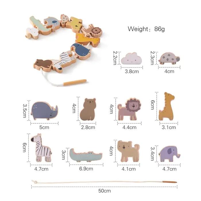 Jouets à enfiler en forme d'animaux pour bébés, jouets en bois pour exercices de préhension, blocs M