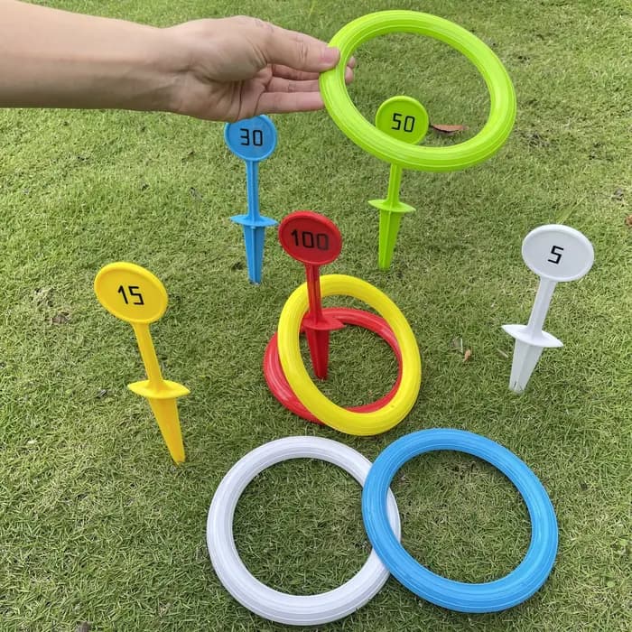 Jeu de lancer d'anneaux arc-en-ciel - Amusement en plein air captivant, idéal pour la plage et les o