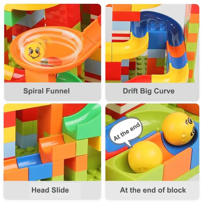 Jouet de piste de labyrinthe de billes, blocs de construction de ville compatibles, toboggan en ento