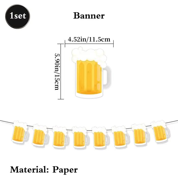 Bannière Joyeux Anniversaire Thème Bière pour Adultes, Décorations de Fête pour Hommes, Guirlande en