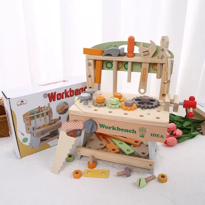 Banc à outils en bois, Simulation de bricolage multifonctionnel pour enfants, jeu de réparation, jou