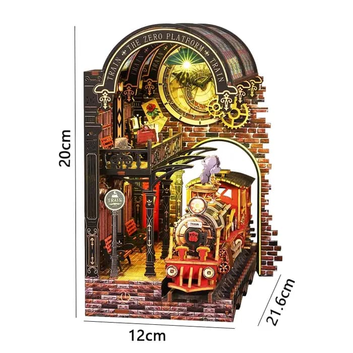 Zuuton Kit Coin Livre Château William Gothique Bois DIY Puzzle 3D Scène Miniature Château Médiéval A