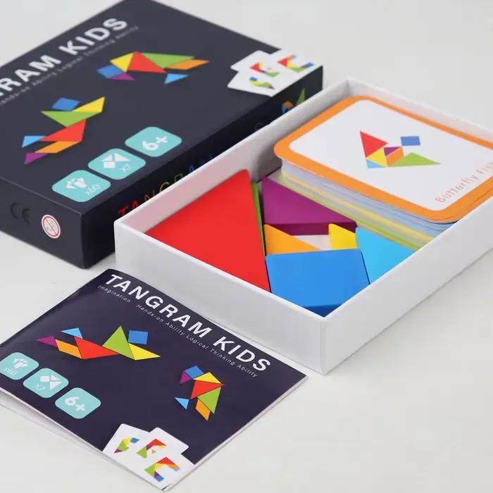 Planche de Puzzle Tangram en bois, jouets éducatifs pour enfants, jeux de Puzzle 3D de forme géométr
