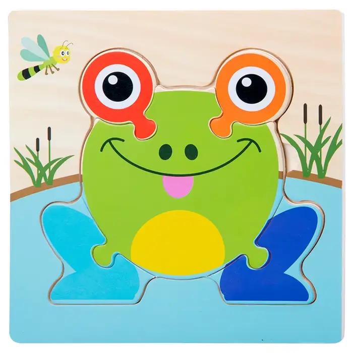 Puzzle 3D en bois pour bébé, formes Tangram, apprentissage éducatif, dessin animé, Intelligence anim