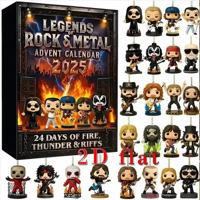 Calendrier de compte à rebours de noël, musique Rock and Metal, série de personnages musicaux emblém