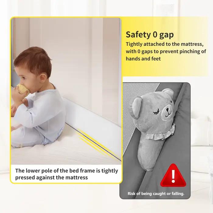 Barrière de Lit de Protection Anti-Chute Réglable en Hauteur de 70 à 100 cm pour Enfant Filet Aéré S