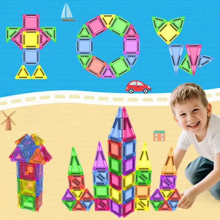 Mini jouets en tuiles magnétiques, avec une boîte en métal pour une portabilité facile, blocs de con